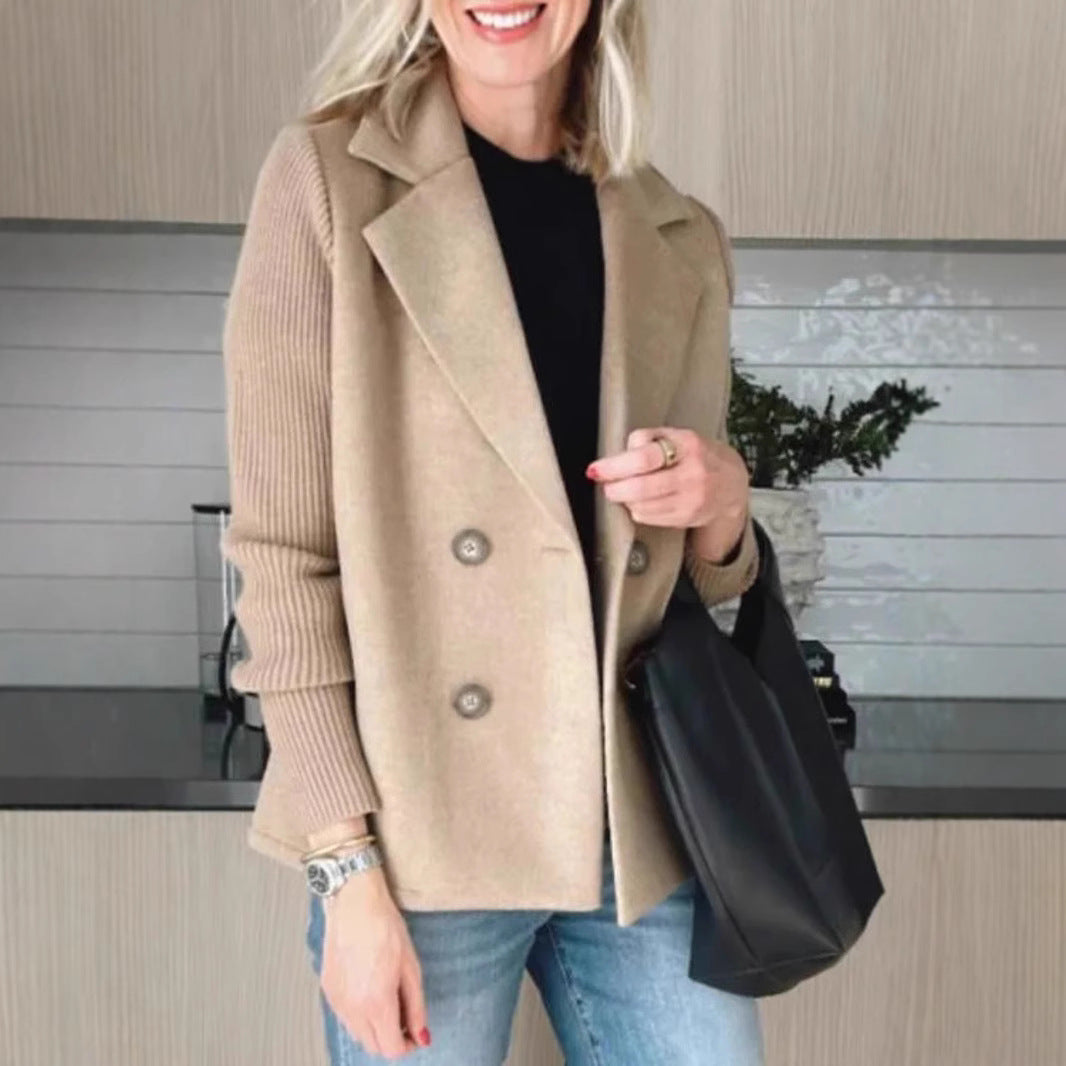 Knitted Sleeve Double Breasted Jacket 6