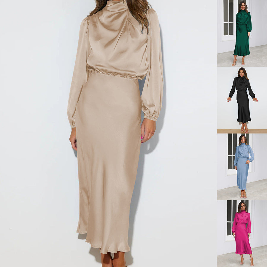 Satin Halter Column Dress 1