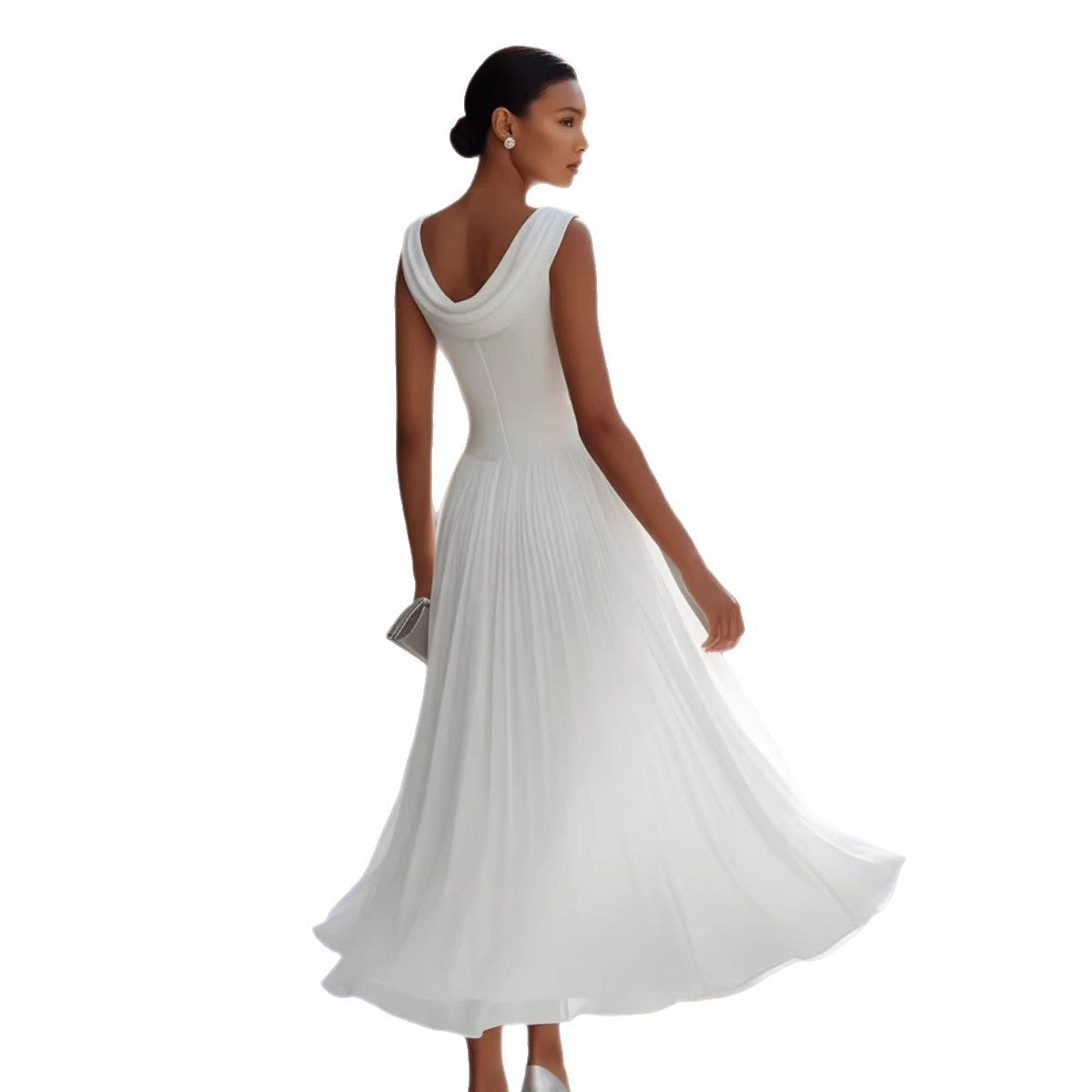 Chiffon Boat-neckline Dress 9