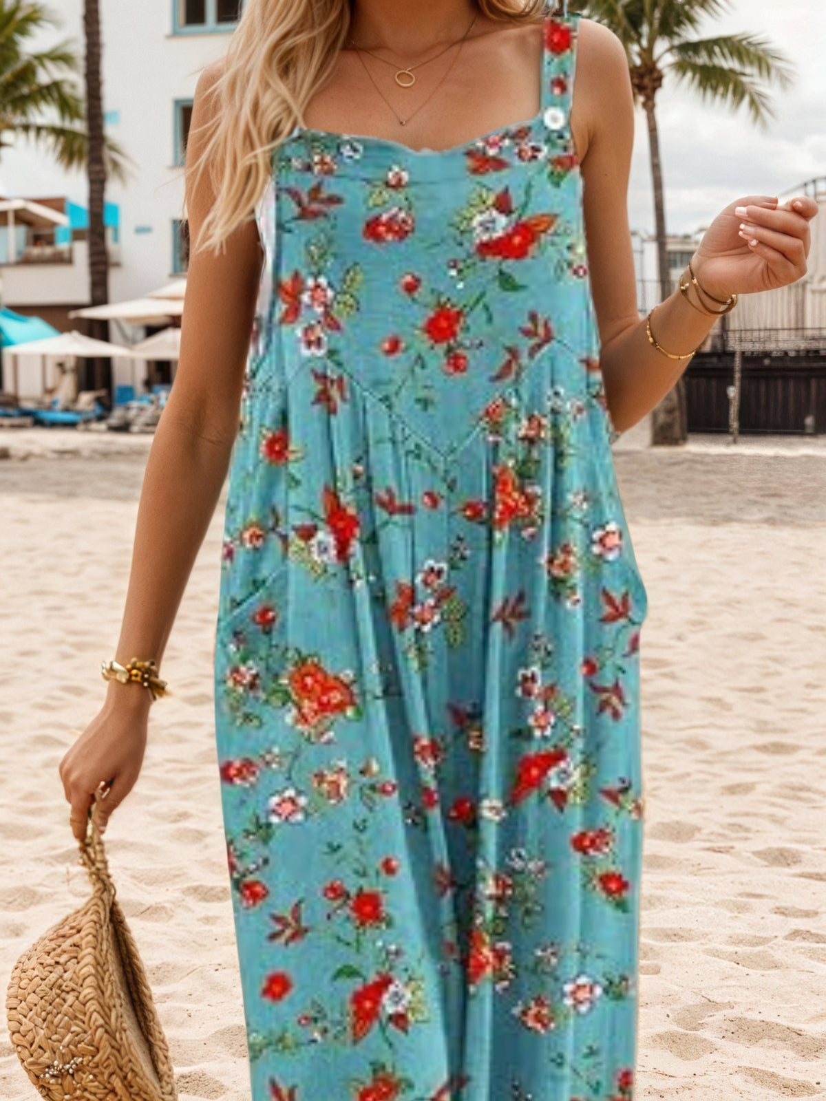 Wide Leg Floral Pocket Jumpsuit 2