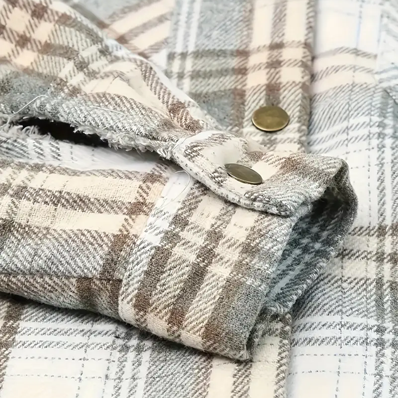 Plaid Hooded Fleece-Lined Coat 2