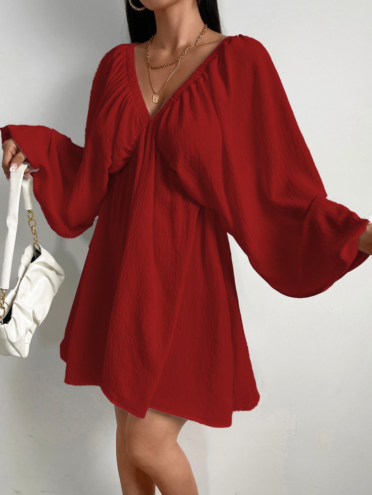 V-Neck Long Sleeve Dress 5