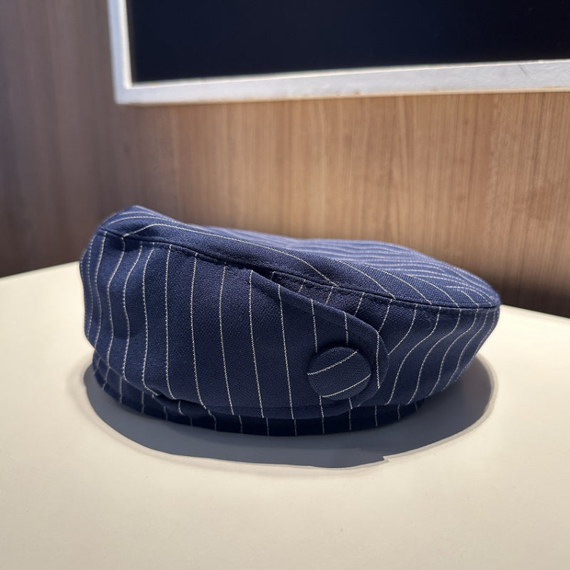 Navy Pinstripe Baker Boy 1