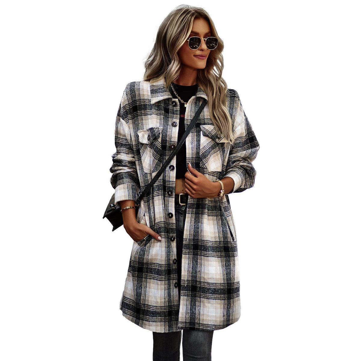 Plaid Long Cardigan Coat 6