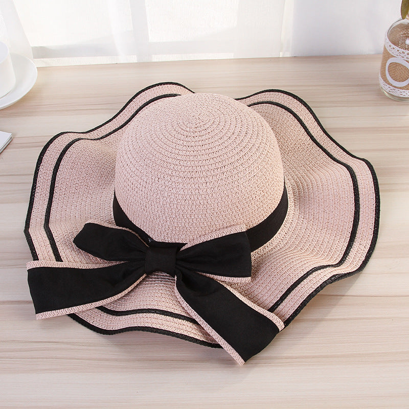 Dusty-Rose Straw Bow Hat 1