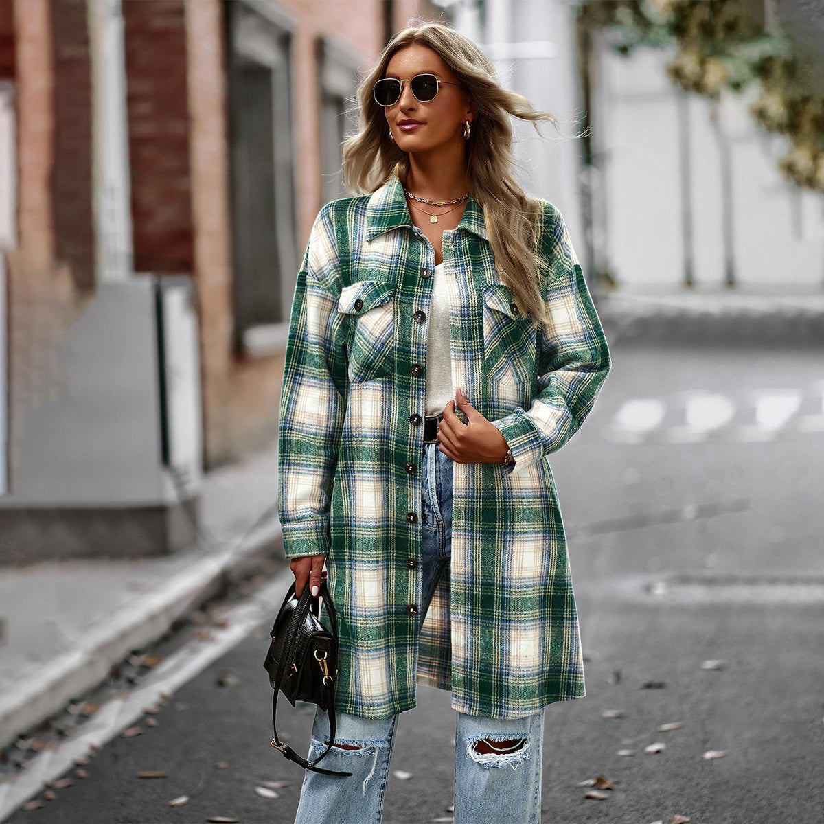 Plaid Long Cardigan Coat 3