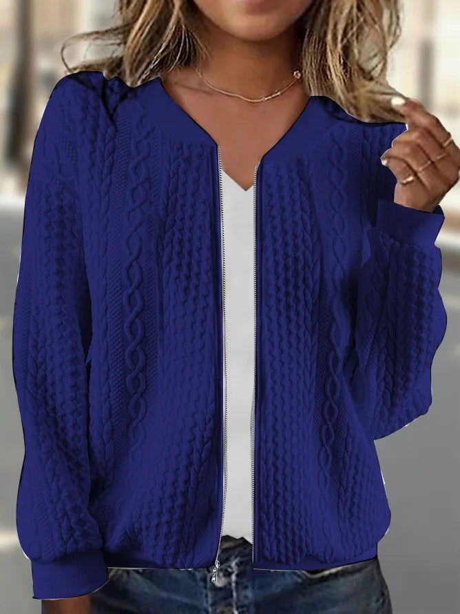 Blush Cable-Knit Bomber 2