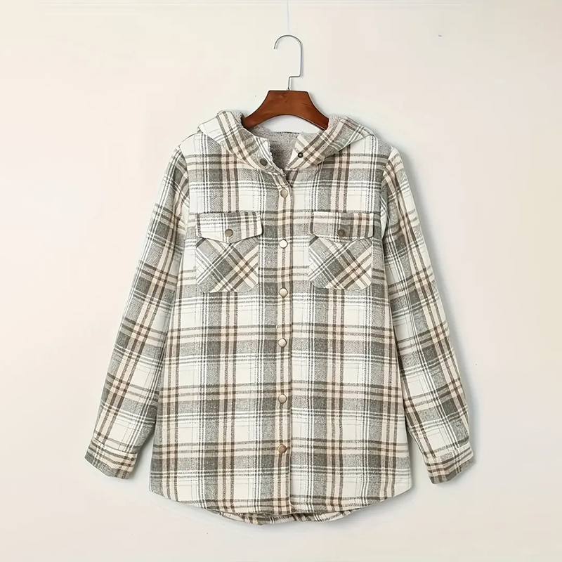 Plaid Hooded Fleece-Lined Coat 5