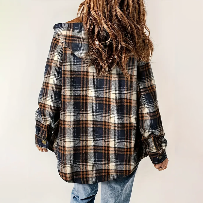 Plaid Hooded Fleece-Lined Coat 8