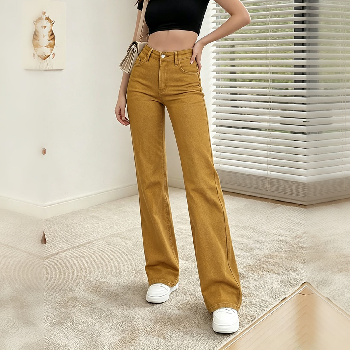 Mustard Yellow Wide Leg Jeans 1