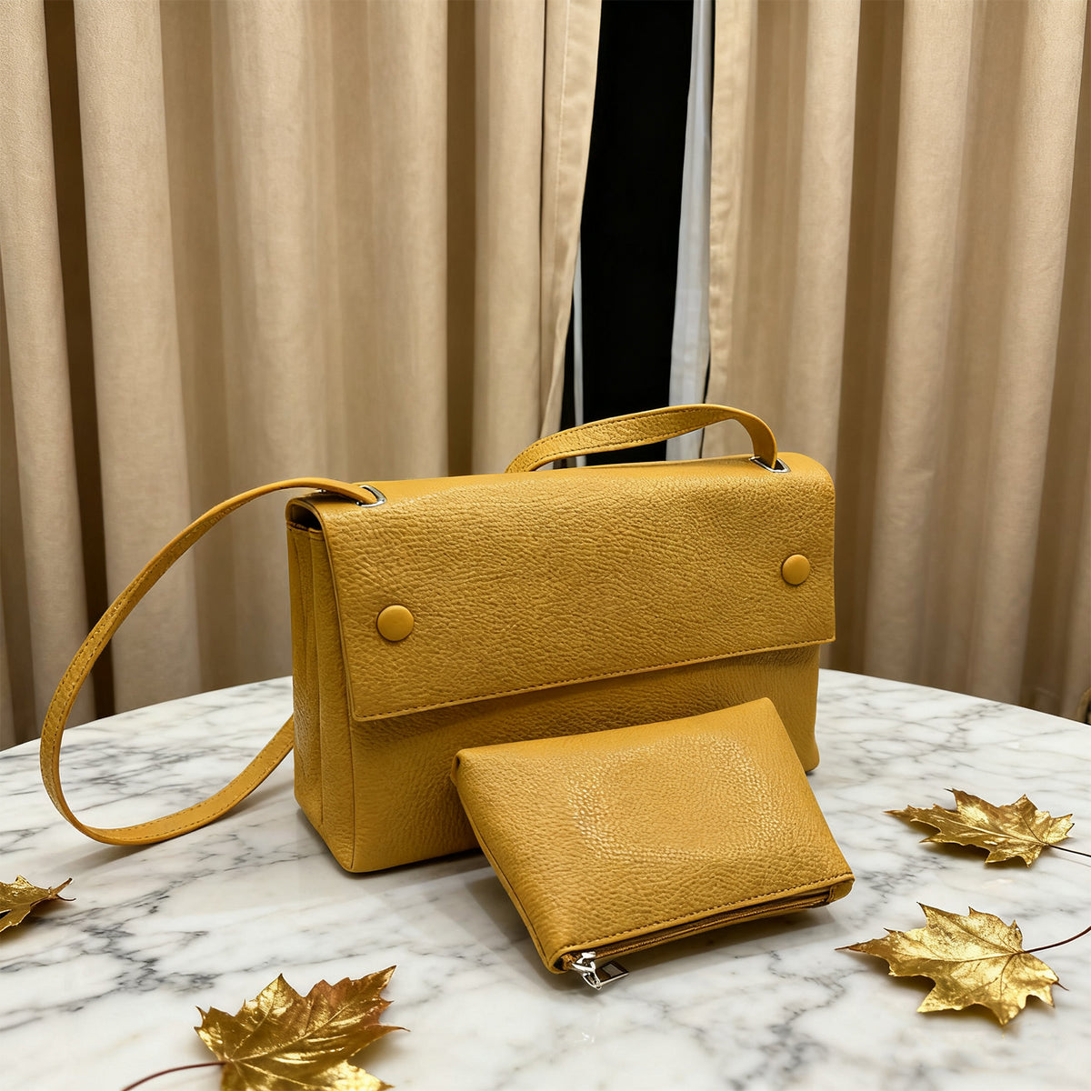 Yellow Structured Handbag 4