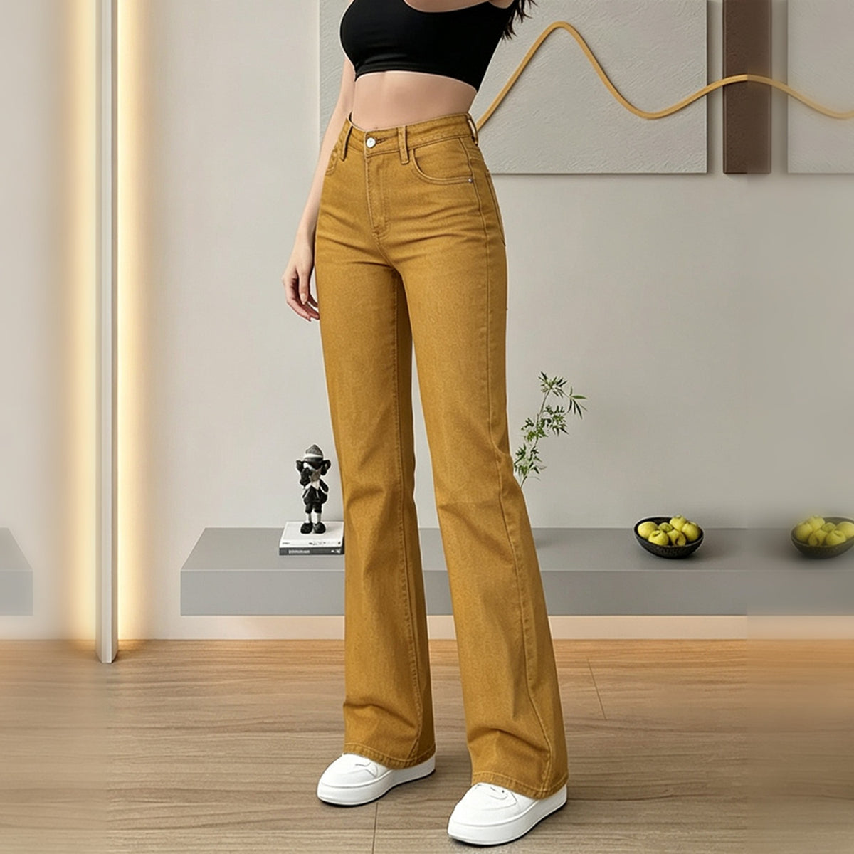 Mustard Yellow Wide Leg Jeans 5