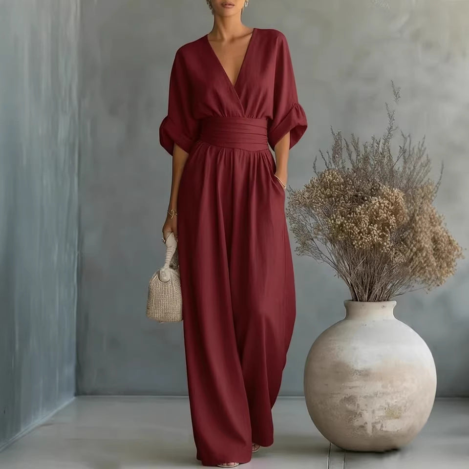 V-Neck Wide Leg Jumpsuit 9