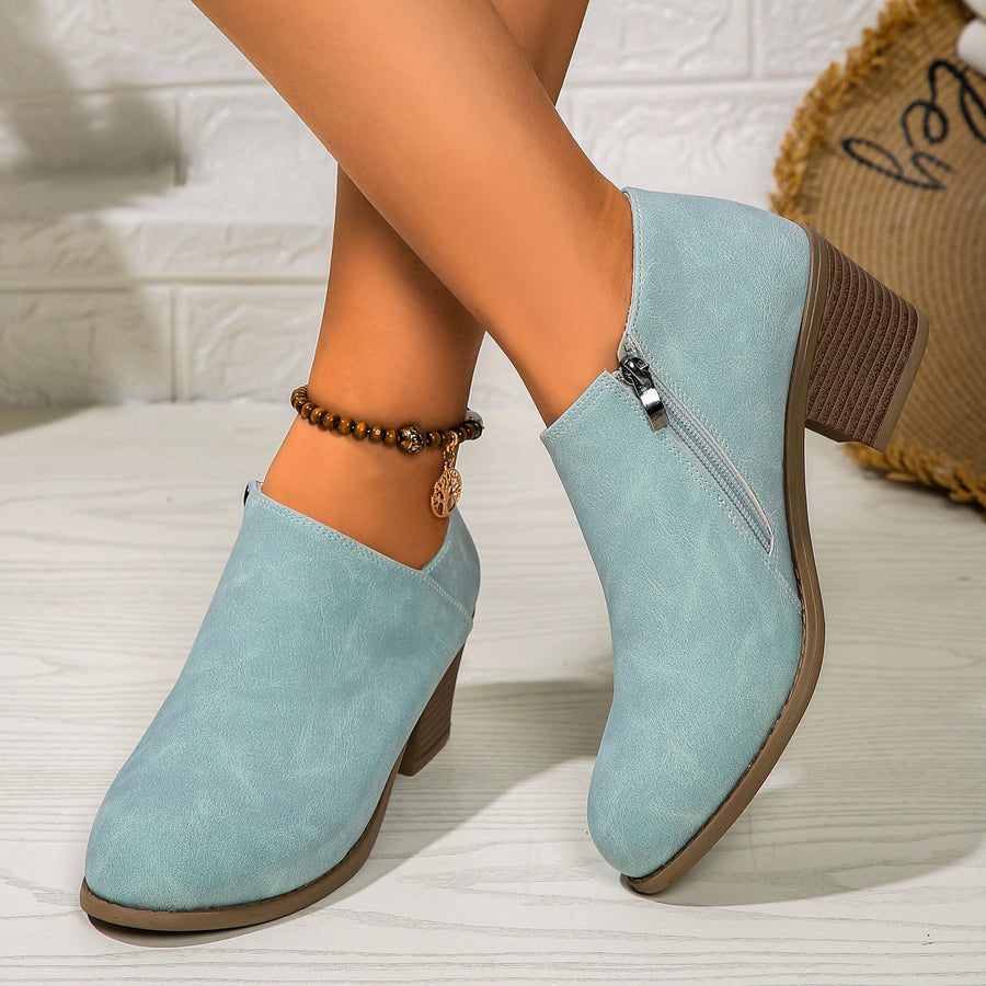 Chunky-Heel Round-Toe Bootie 7