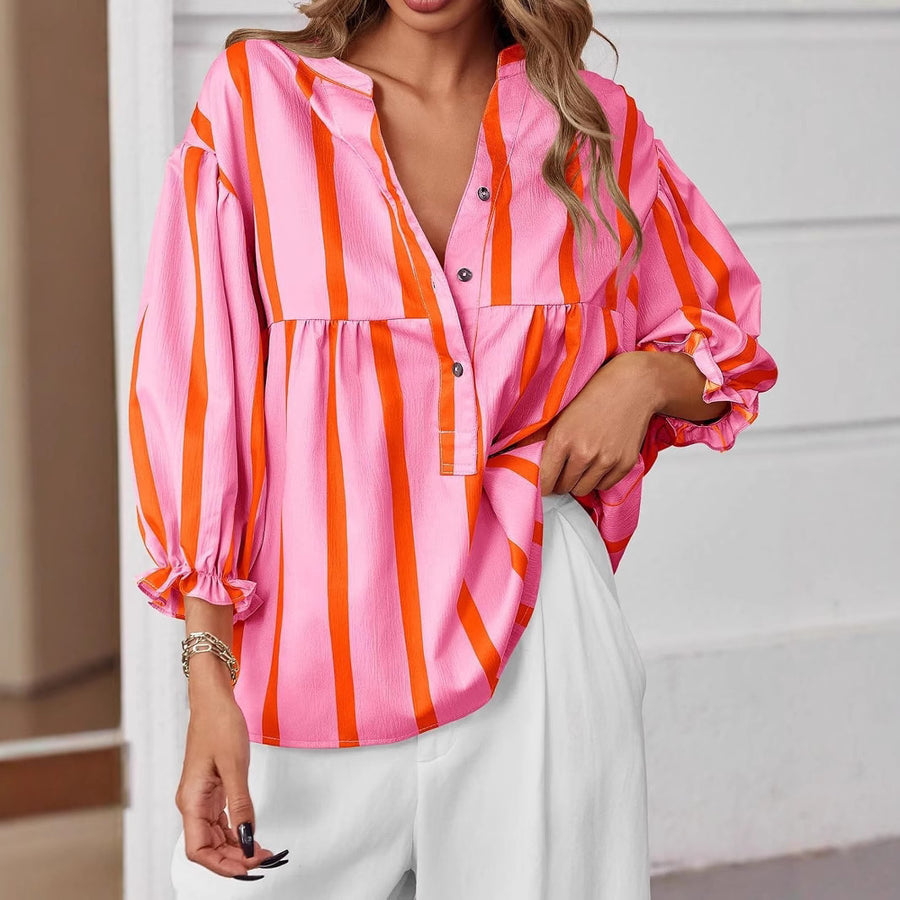 Candy-Stripe Puff Blouse 1