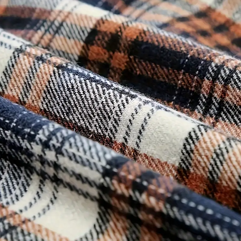 Plaid Hooded Fleece-Lined Coat 3
