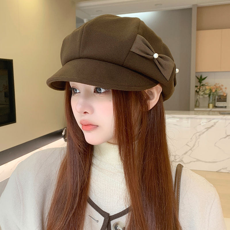 Pearl-Bow Newsboy Cap 1