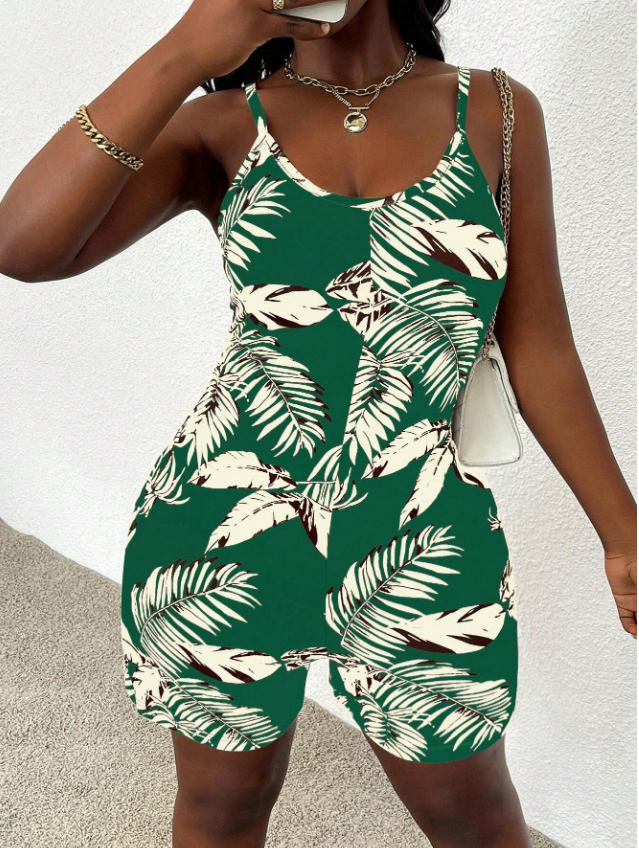 Palm-Leaf Sleeveless Jumpsuit 2