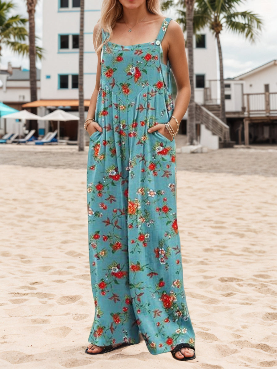 Wide Leg Floral Pocket Jumpsuit 1