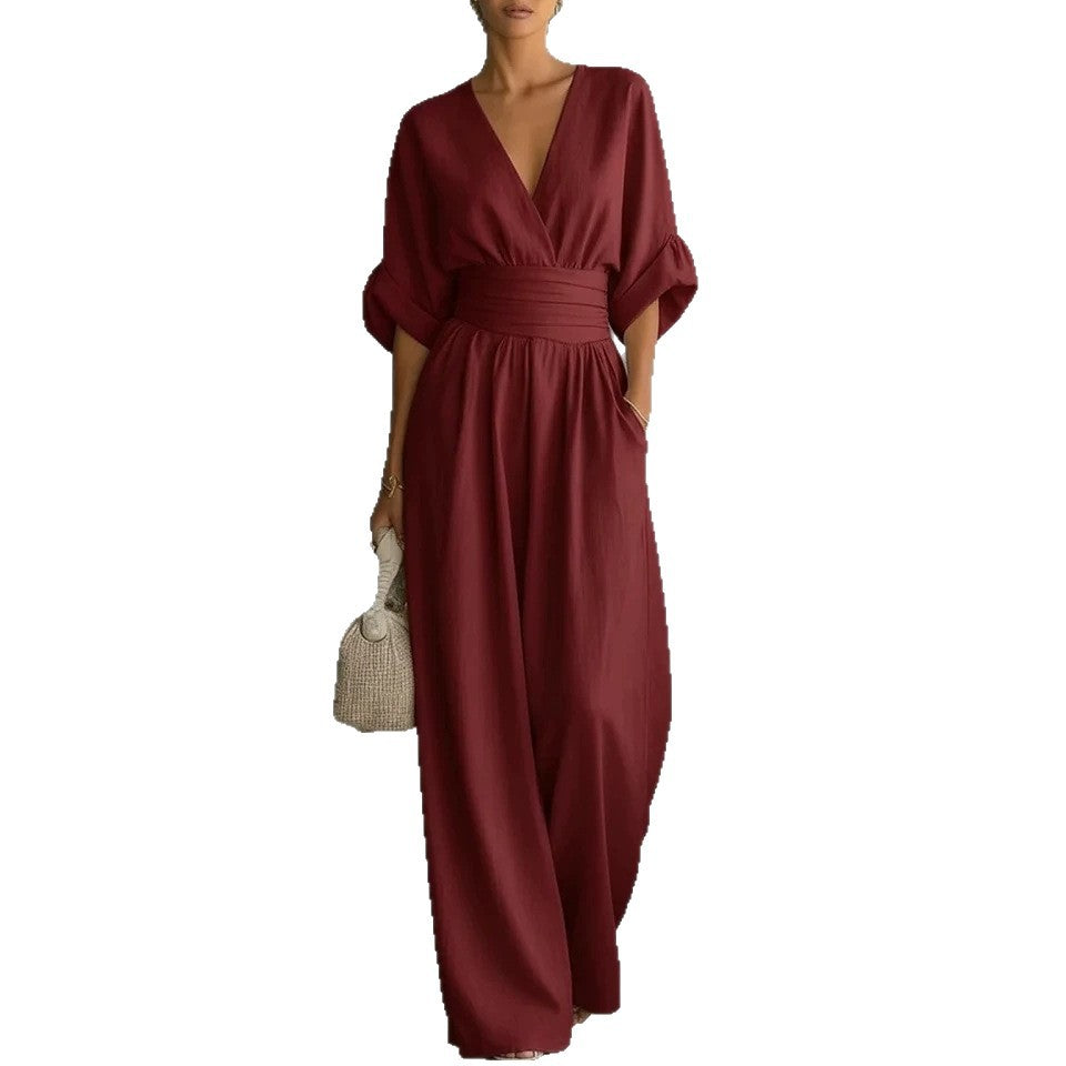 V-Neck Wide Leg Jumpsuit 3
