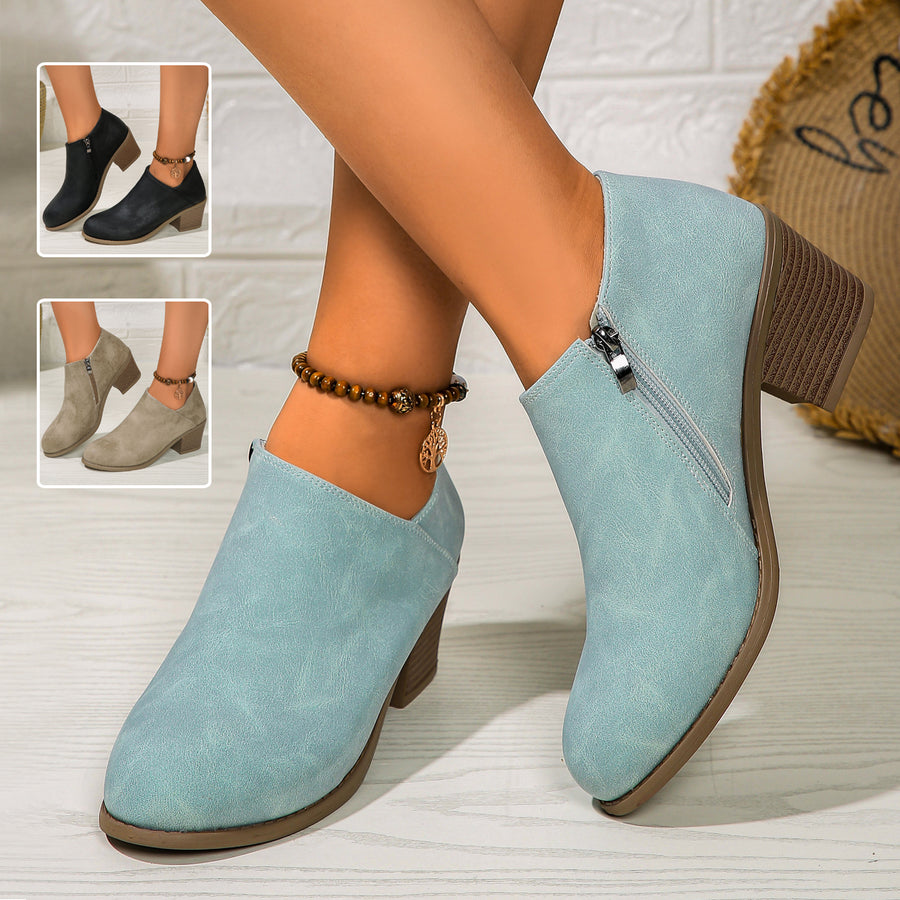Chunky-Heel Round-Toe Bootie 1