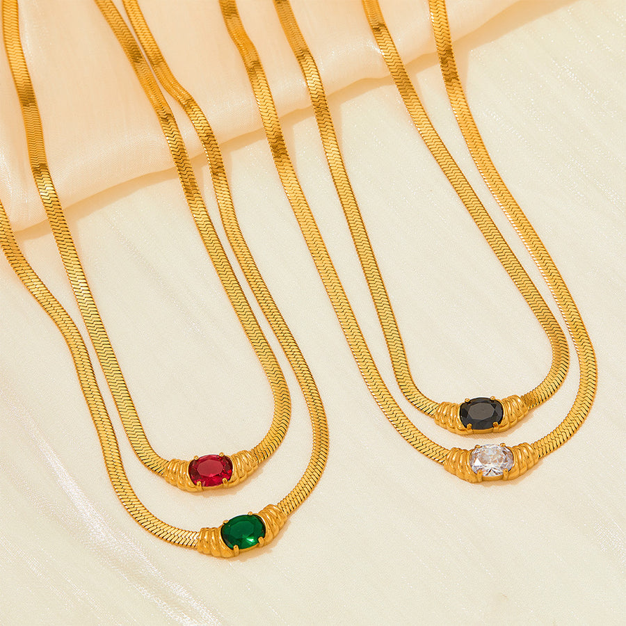 Glass Stone Pendant Necklace 1