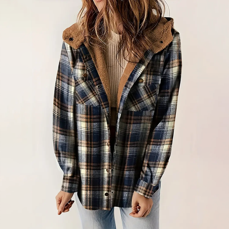 Plaid Hooded Fleece-Lined Coat 6