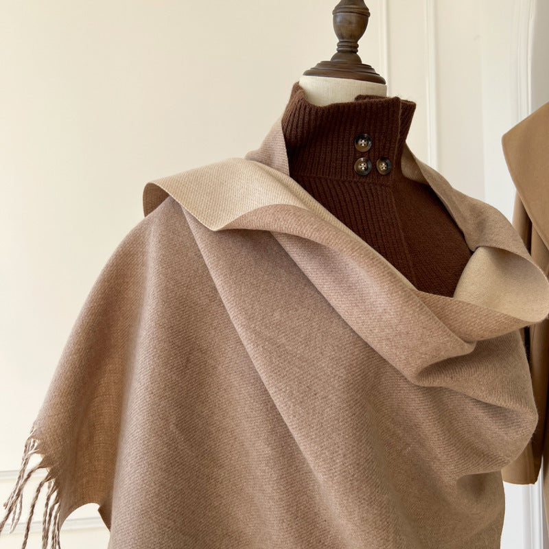 Two-Tone Tassel Scarf 3