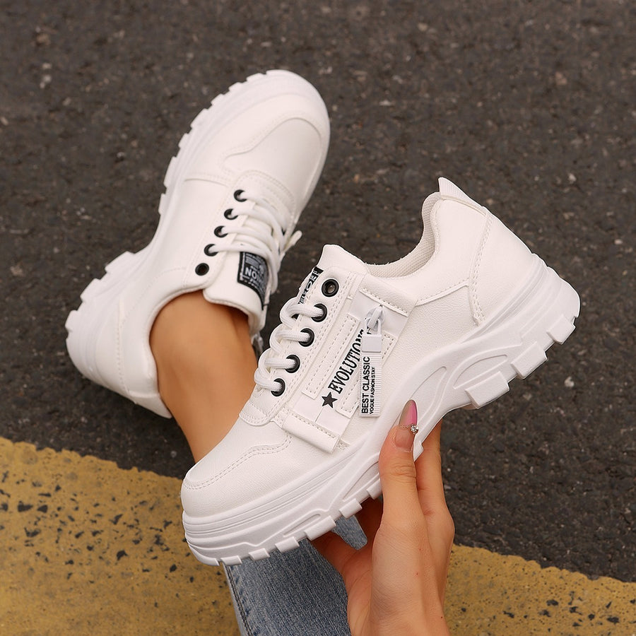 Side-Zip Thick-Sole Sneaker — White
