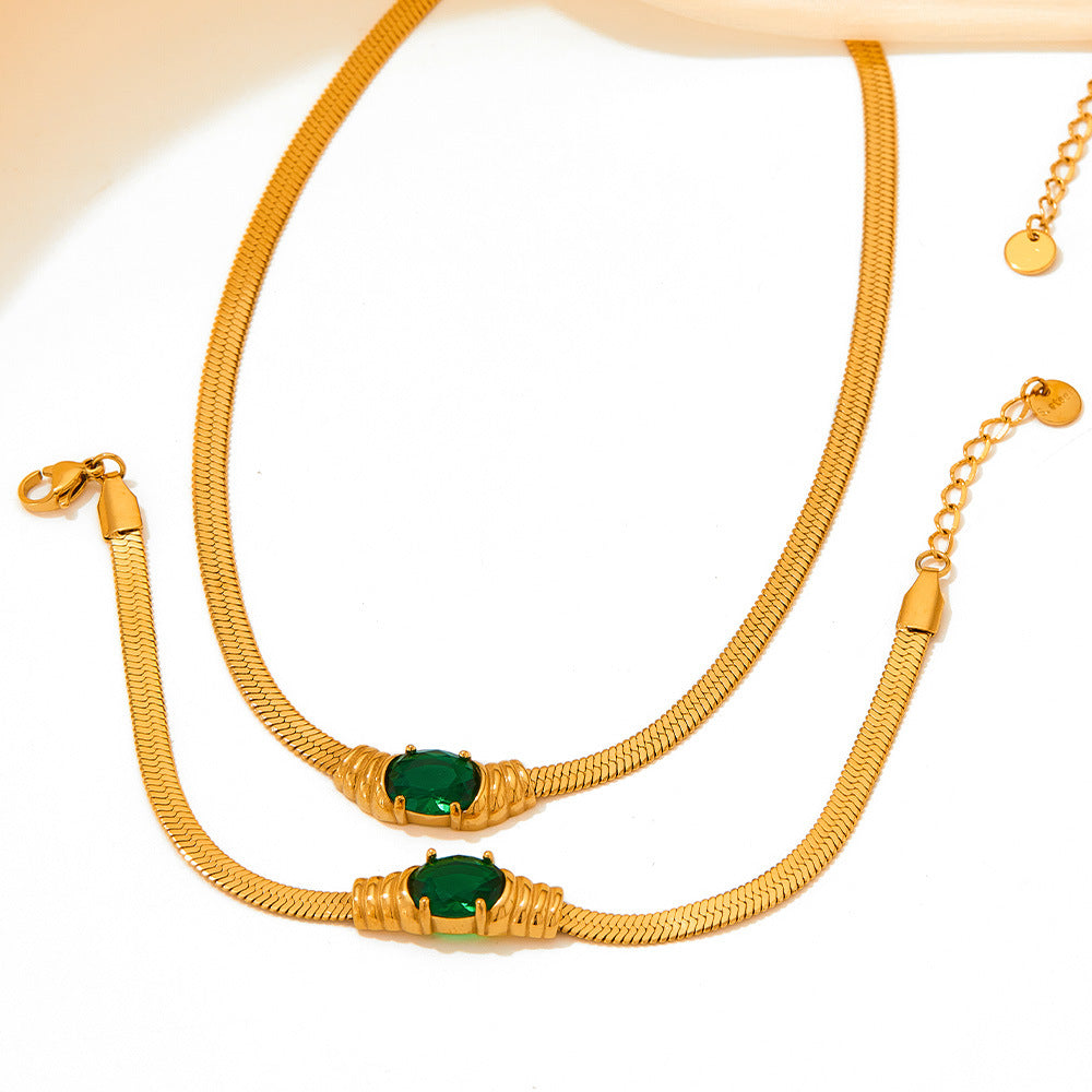 Glass Stone Pendant Necklace 4