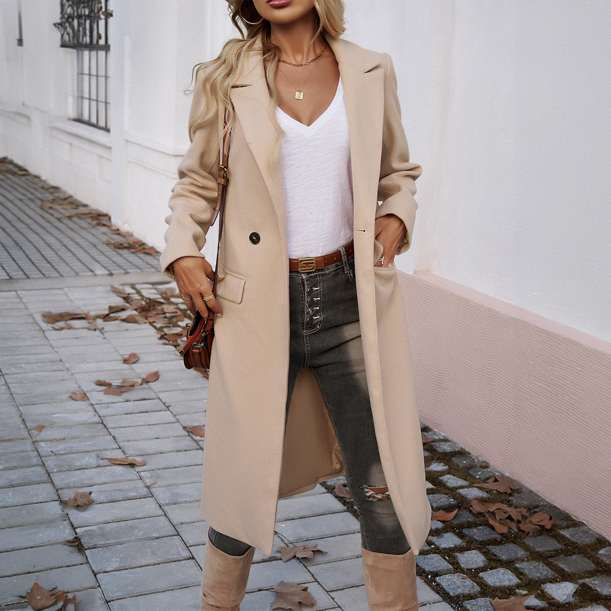 Long Turn-down Collar Coat 5