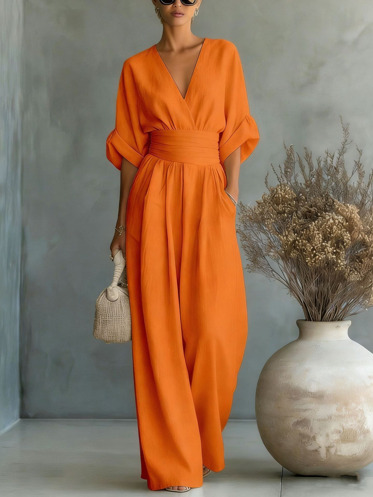 V-Neck Wide Leg Jumpsuit 7