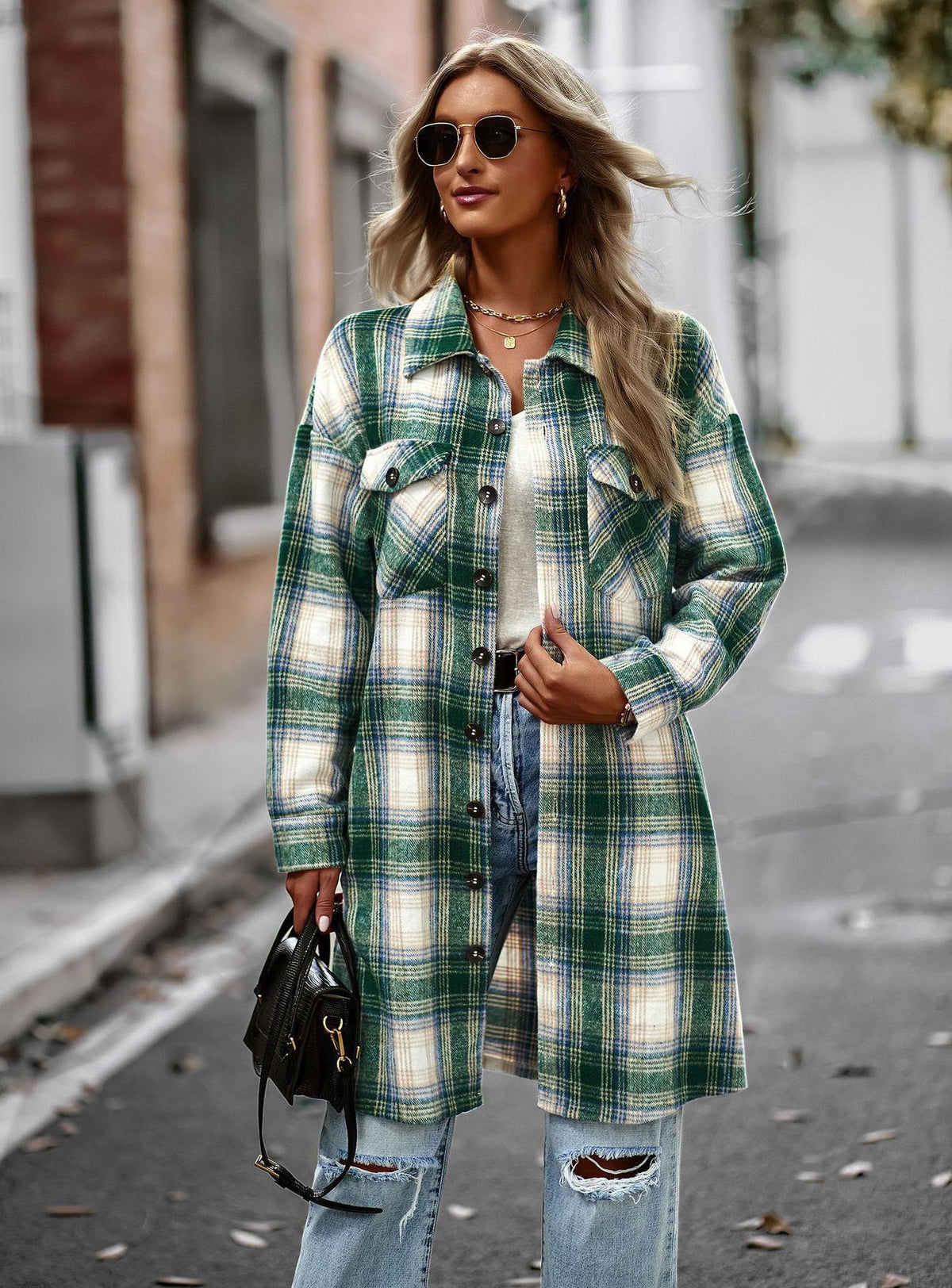 Plaid Long Cardigan Coat 5