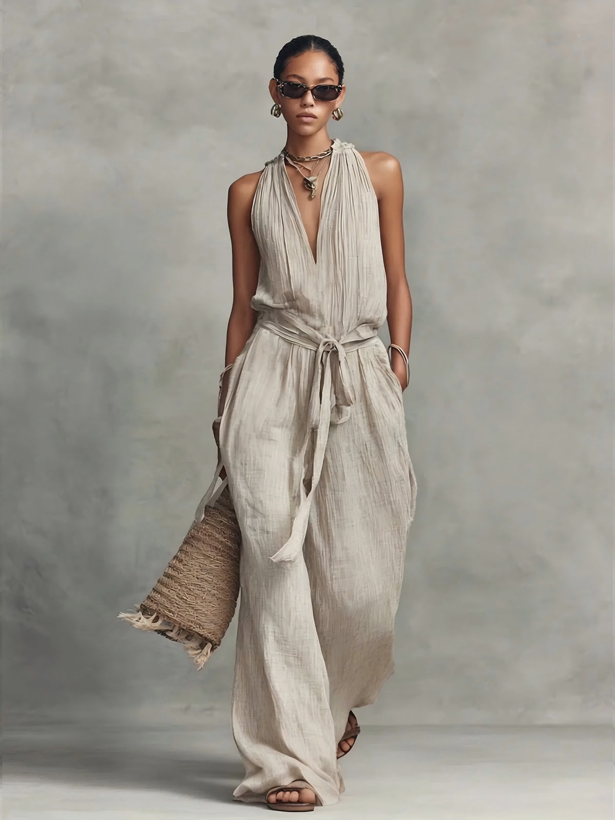 Sleeveless Cotton-blend Jumpsuit 4