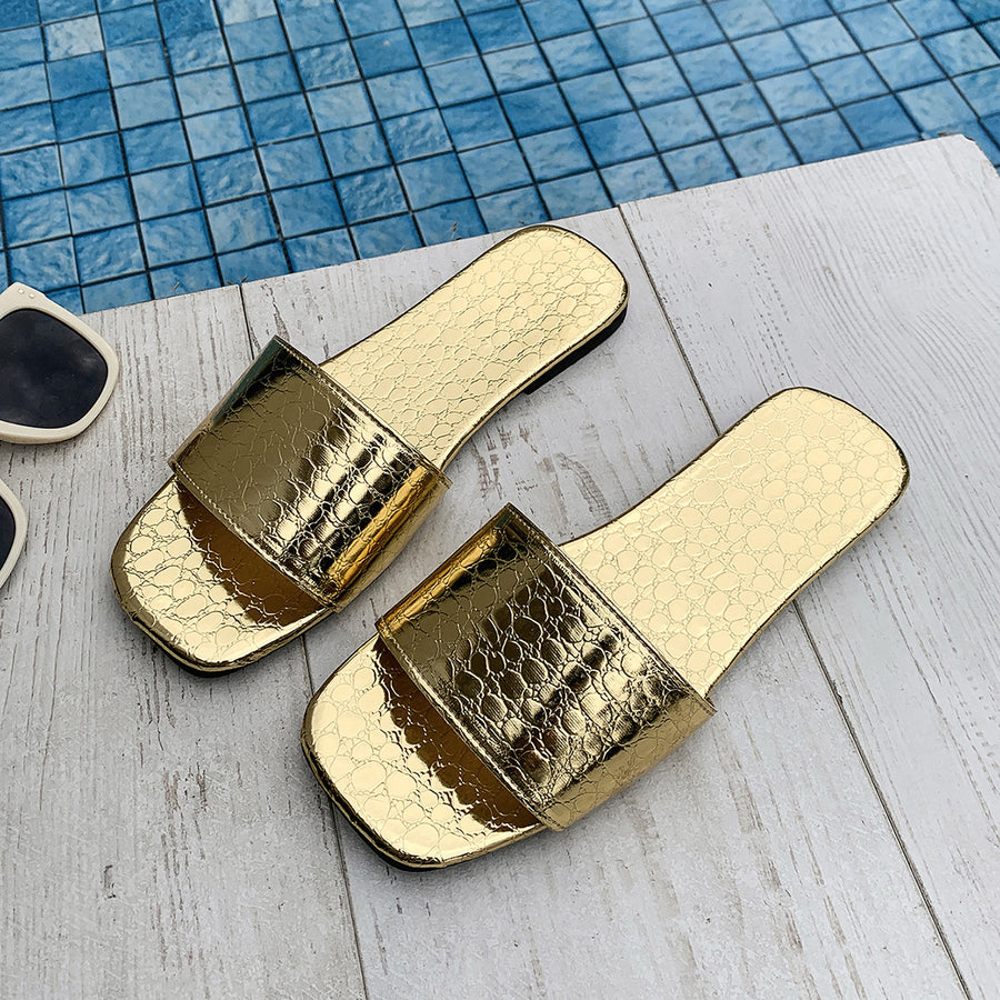 Croc-Effect Square-Toe Slide 8
