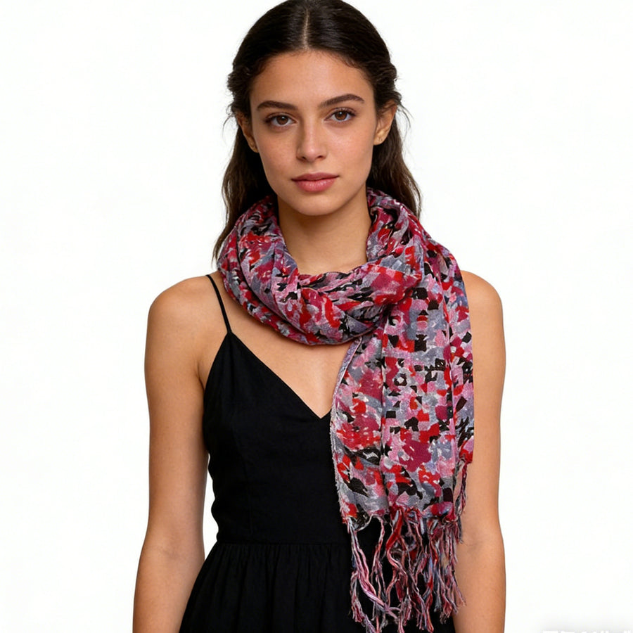 Magenta Fringe Scarf 1