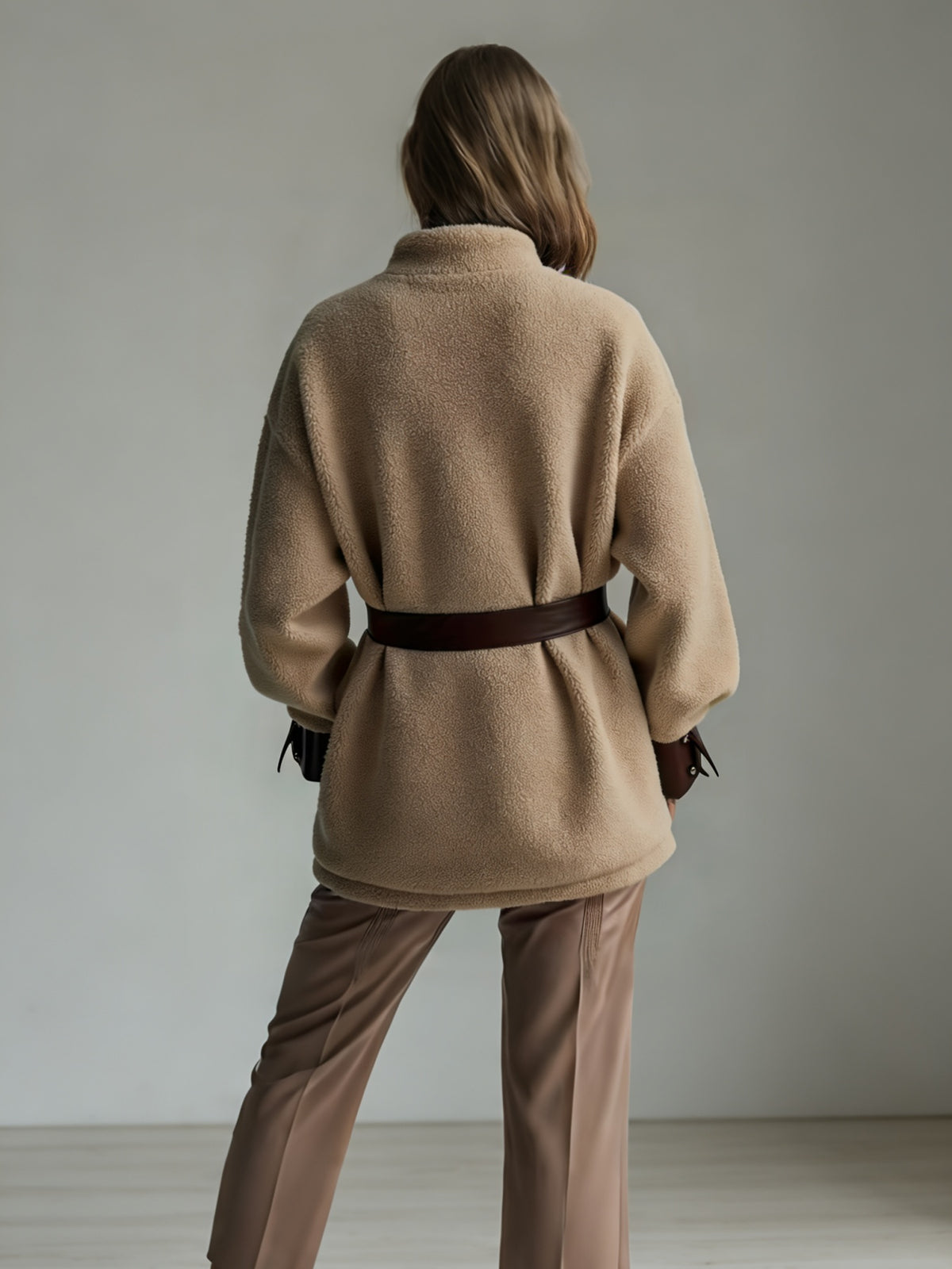 Belted Sherpa Shirt Jacket