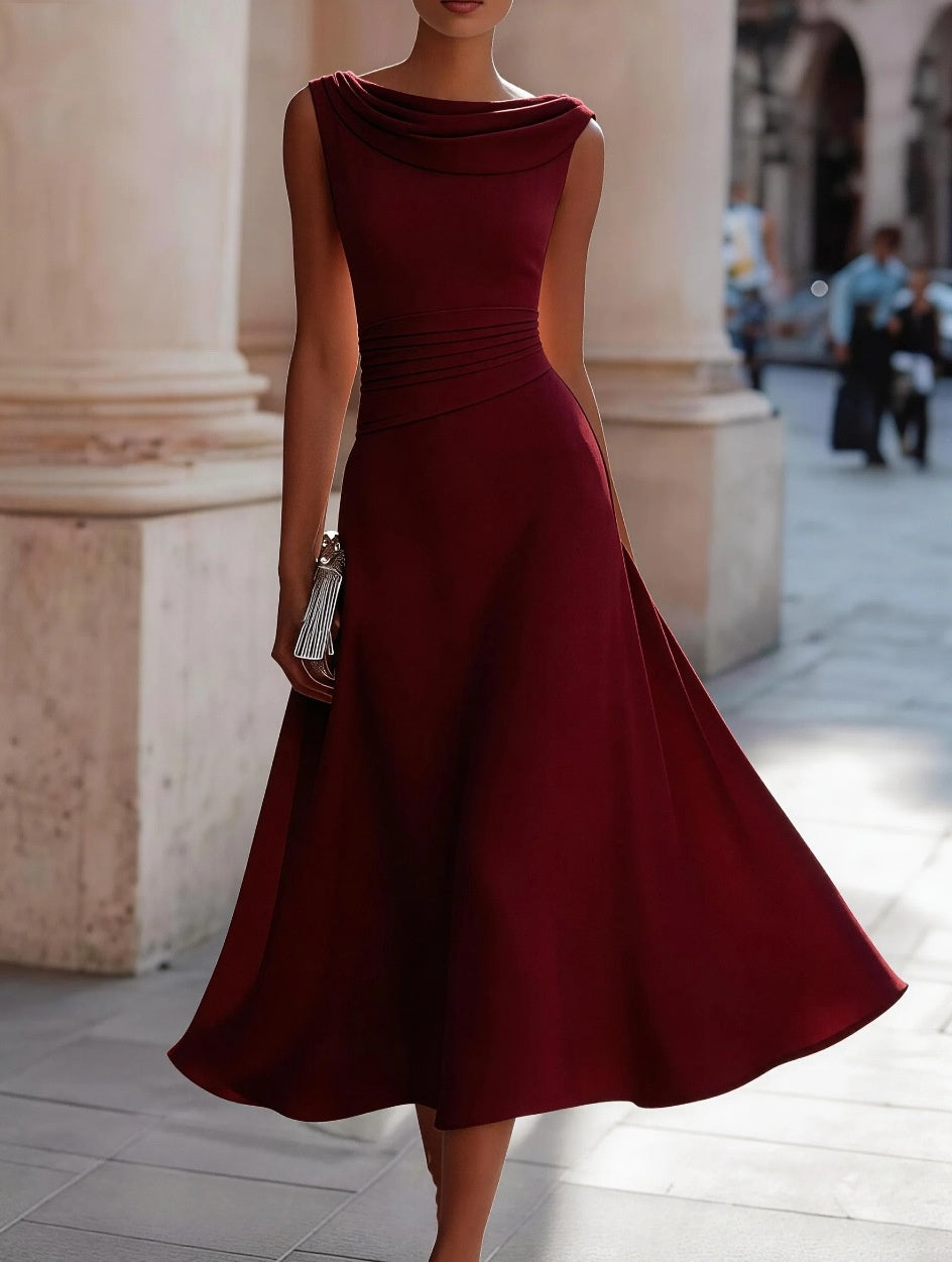 Chiffon Boat-neckline Dress 3