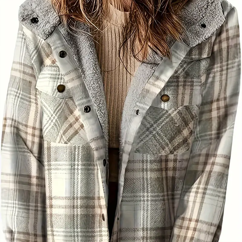 Plaid Hooded Fleece-Lined Coat 9