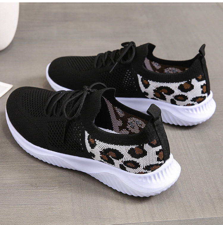 White Leopard-Heel Knit Sneakers 2