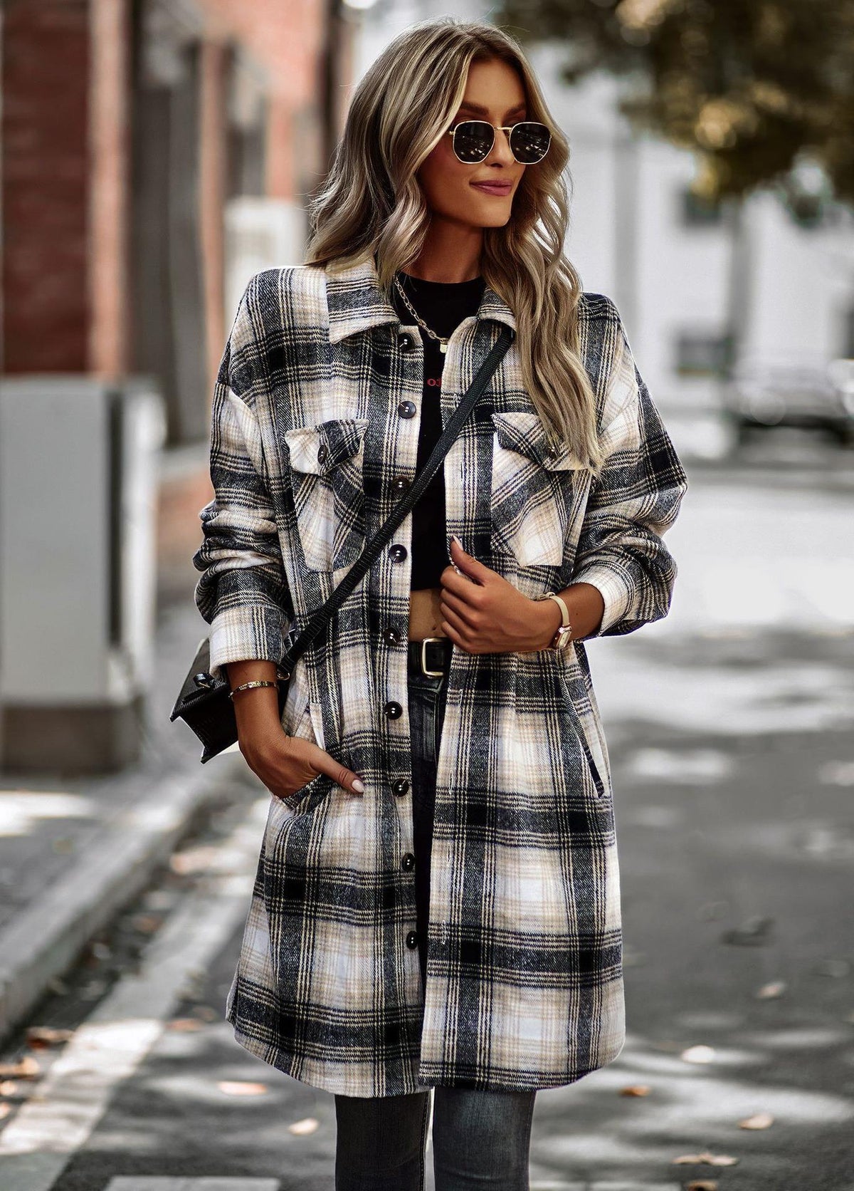 Plaid Long Cardigan Coat 4