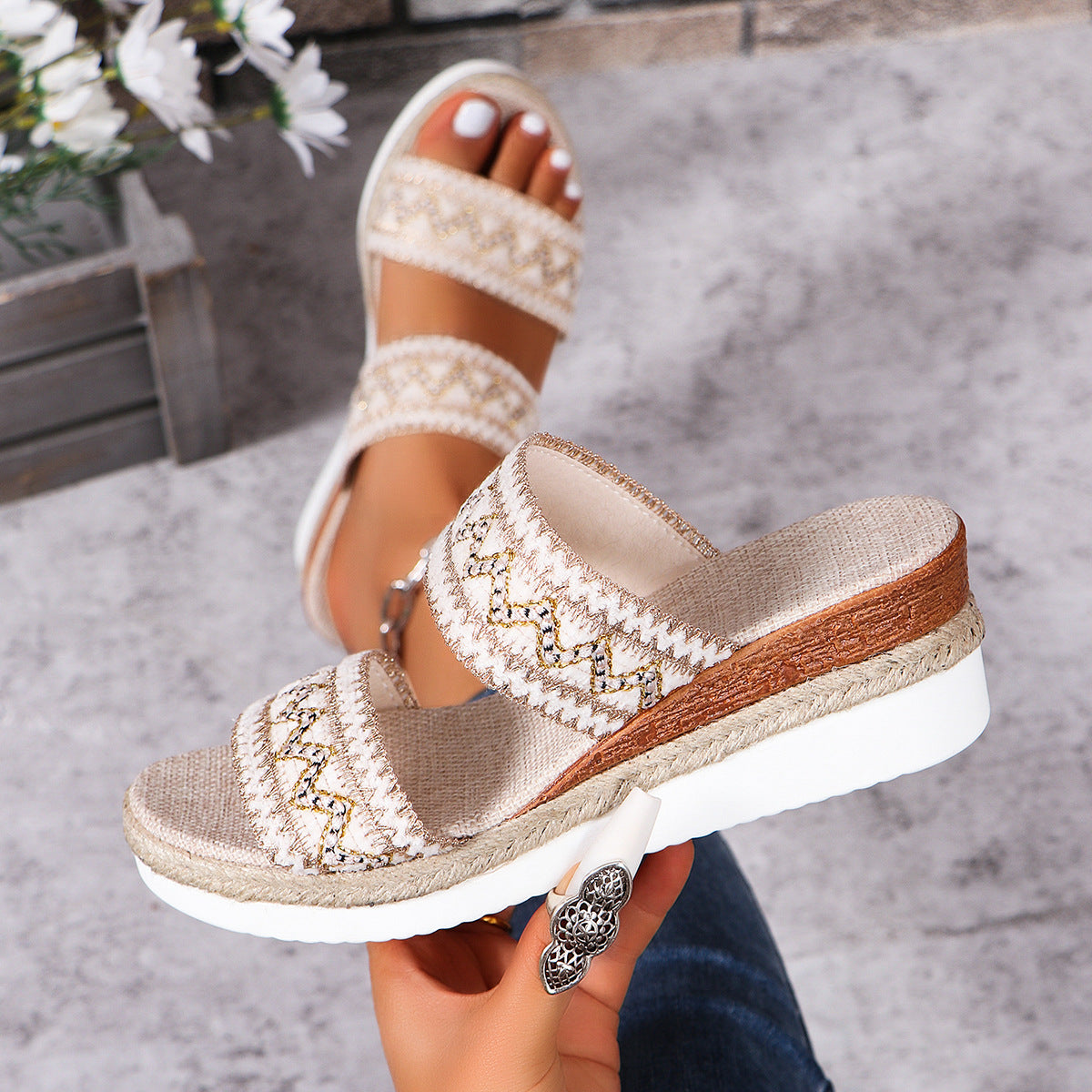 Gold-Zigzag Woven Wedge 6