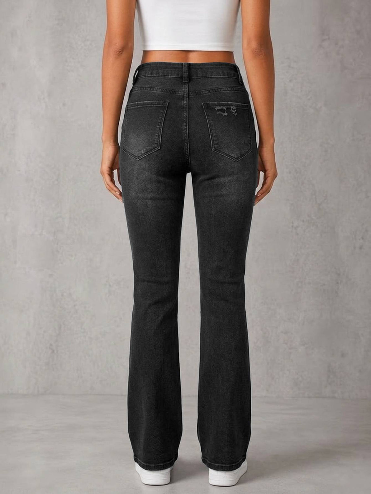 Charcoal Ripped Flare Jeans 6