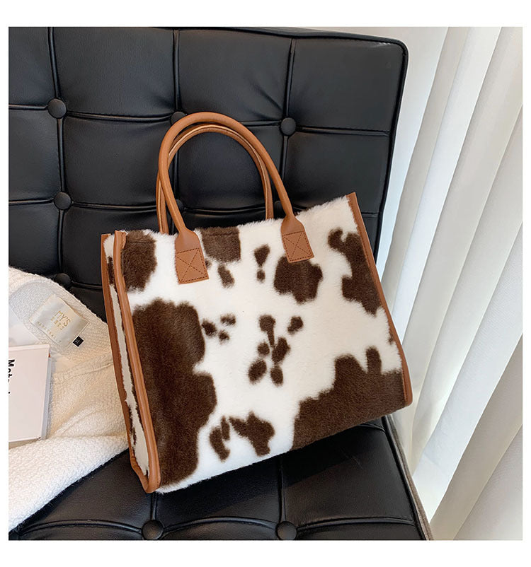 Cow-Print Plush Tote 3