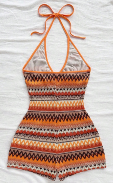 Chevron Halter Knit Romper 1