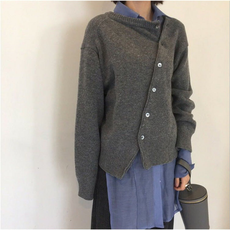 Oblique Button Sweater 1