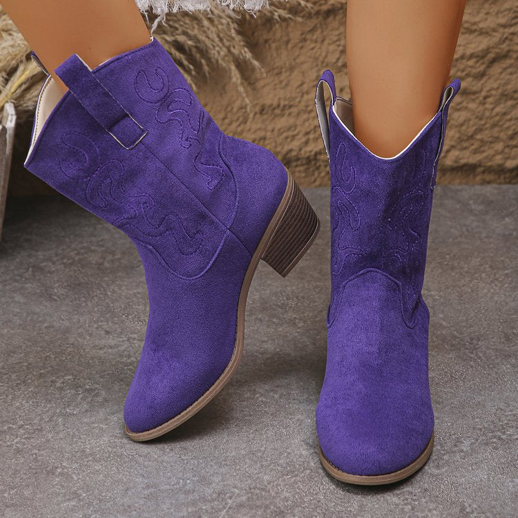 Purple Embroidered Western Boot 1
