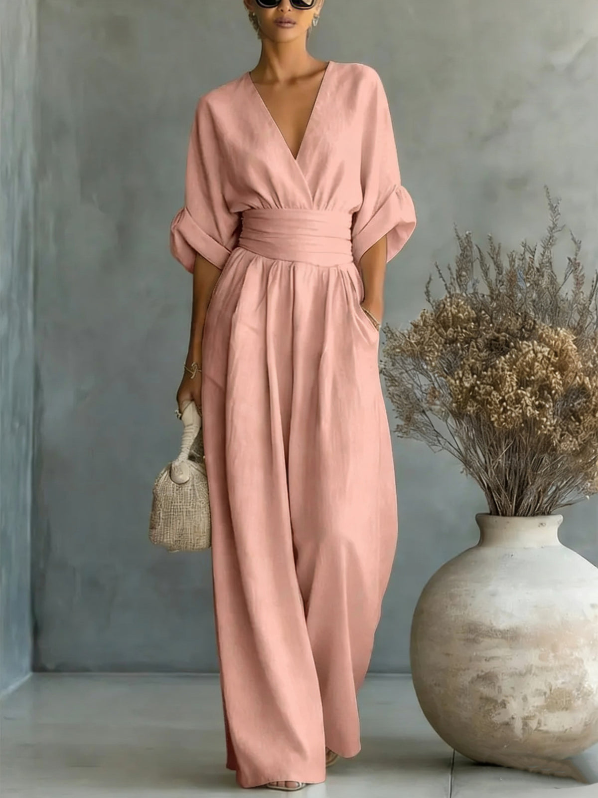 V-Neck Wide Leg Jumpsuit 6