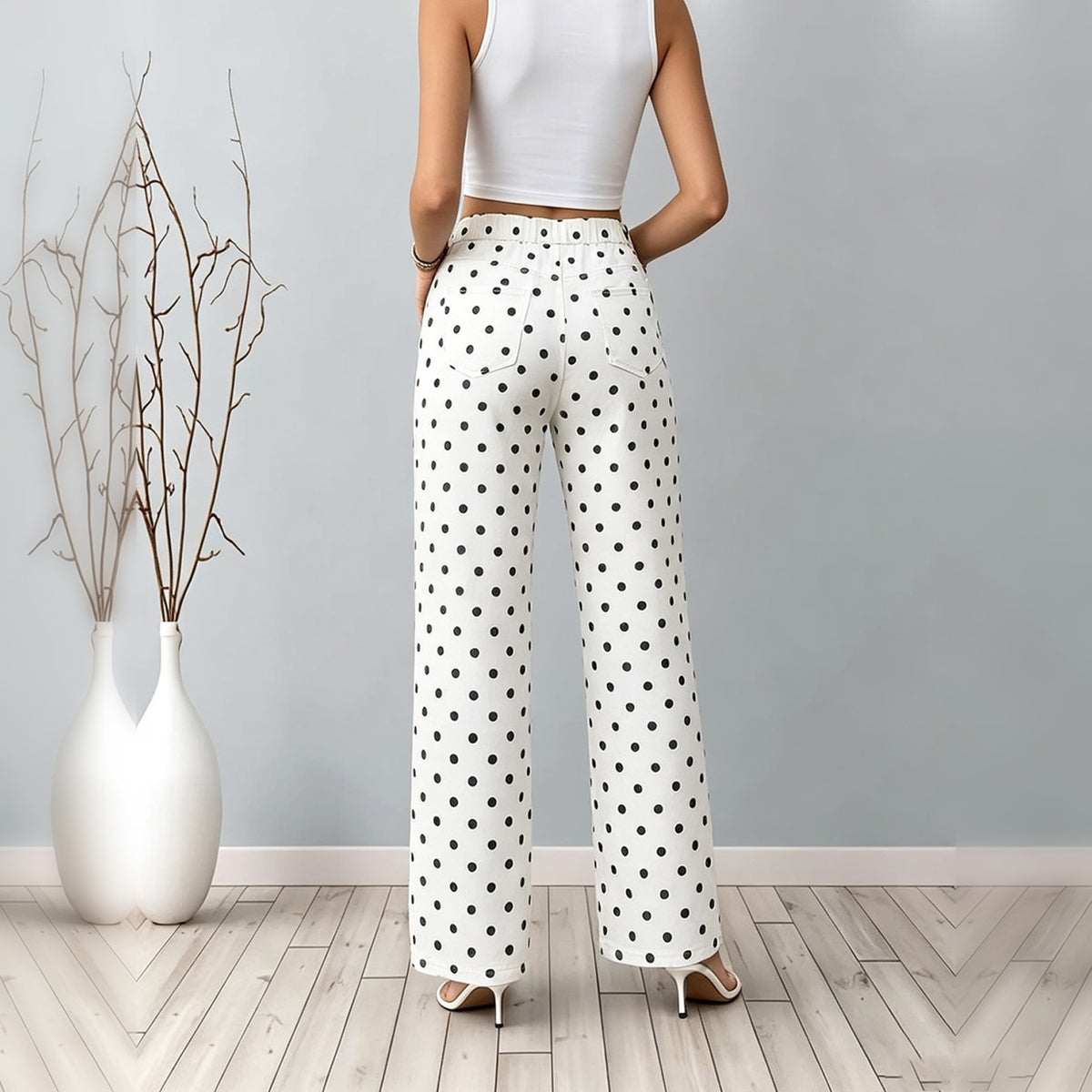 Polka Dot Wide Leg Trousers 2