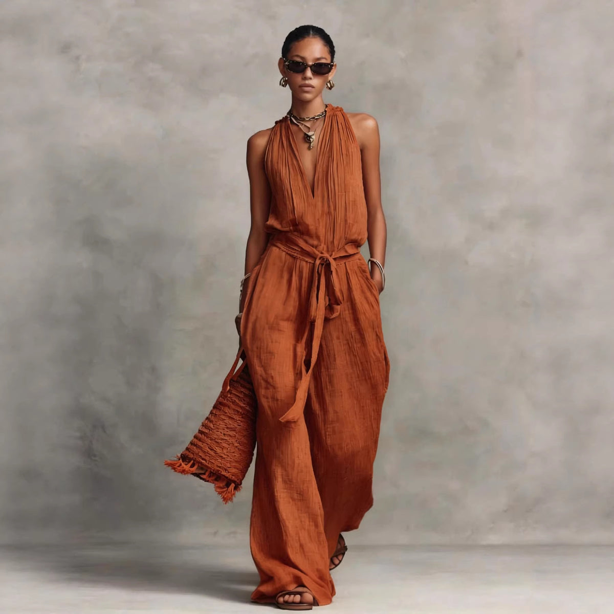 Sleeveless Cotton-blend Jumpsuit 2